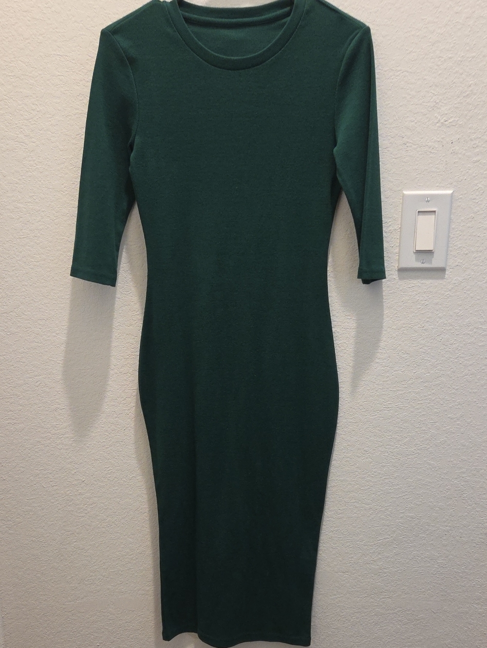 Women’s Fitted Crewneck Midi Dress in Deep Green - Picture 1 of 1